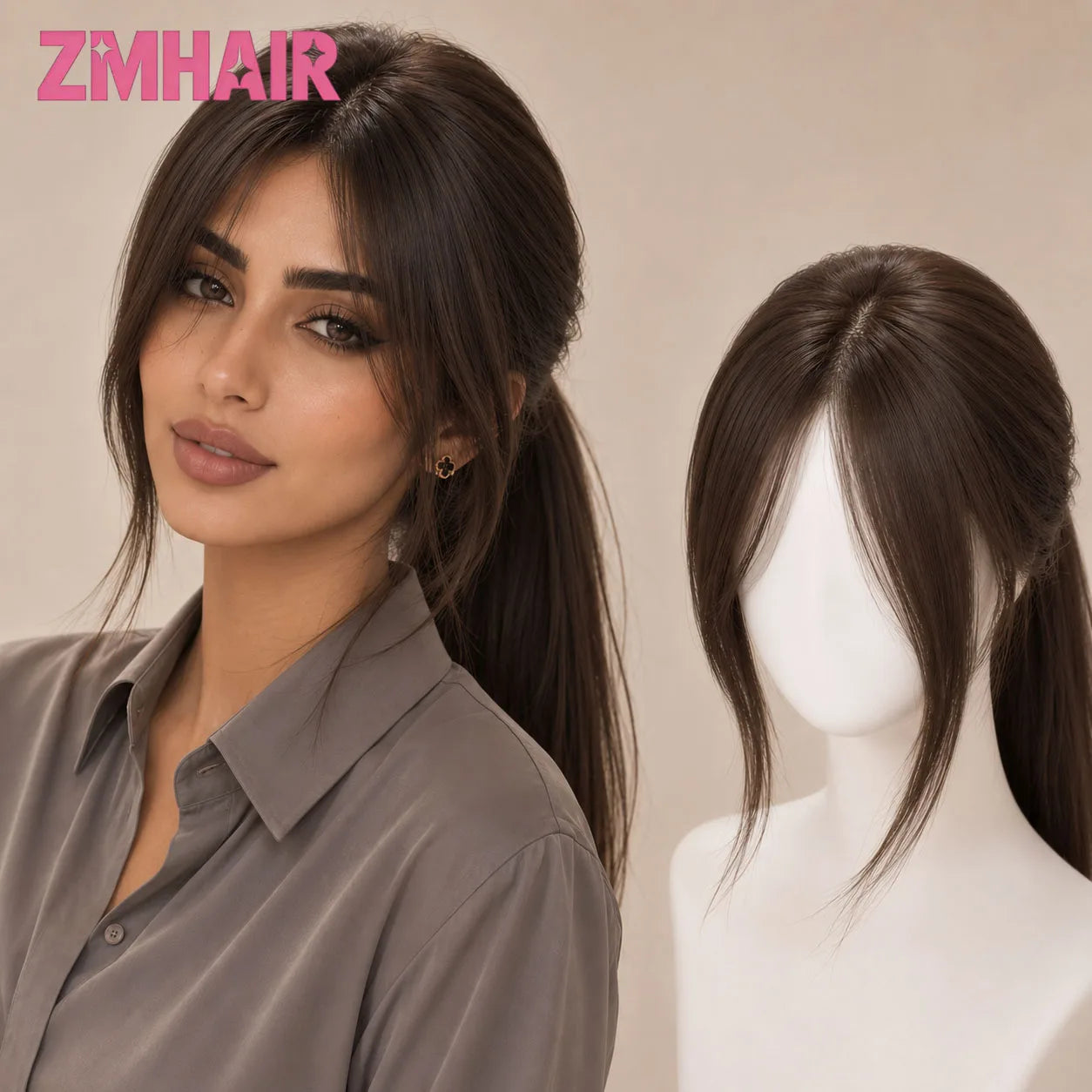 4# Brown Silk Base Hand Tied Wig with PU Edge European Hair Natural Scalp Look Light Thin Breathable Glueless Ready-to-Wear Wig