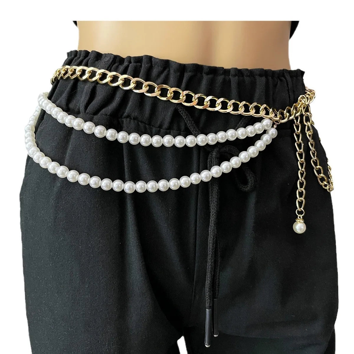 Multilayer Pearl Waist Chain for Women's Fashion Retro Character Playing Body Accessories Sexy Party Accessorie Gift