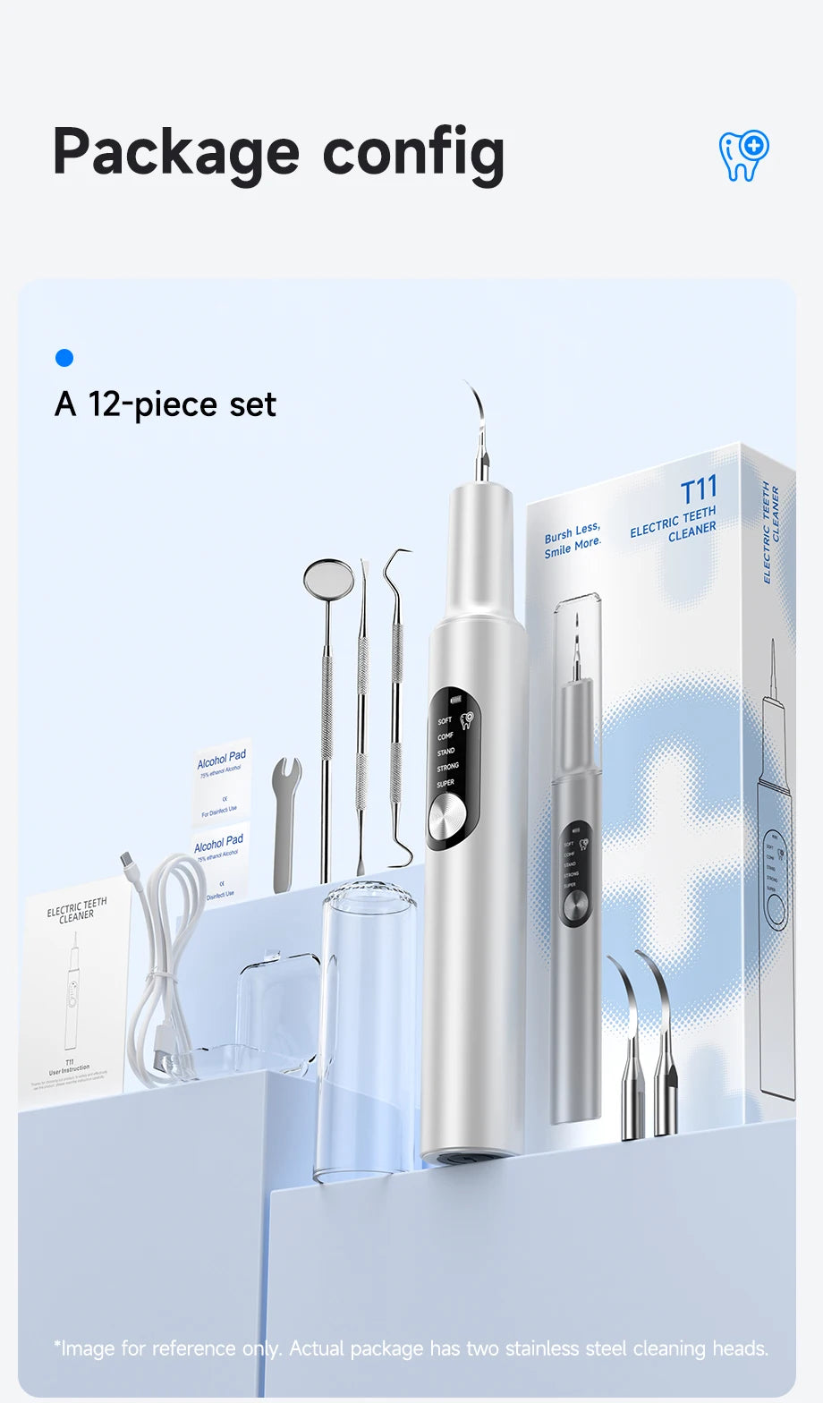 Electric Ultrasonic Dental Scaler 5 Smart Modes T11 Dental Tarter Calculus Cleaning Plaque Tooth Stains Remover Teeth Whitening