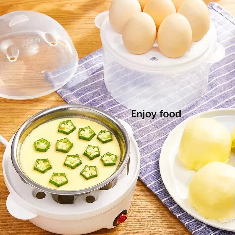 Double Layers Electric Egg Boiler Multifunctional Breakfast Cooking Machine Mini Egg Steamer Poacher Kitchen Accessory