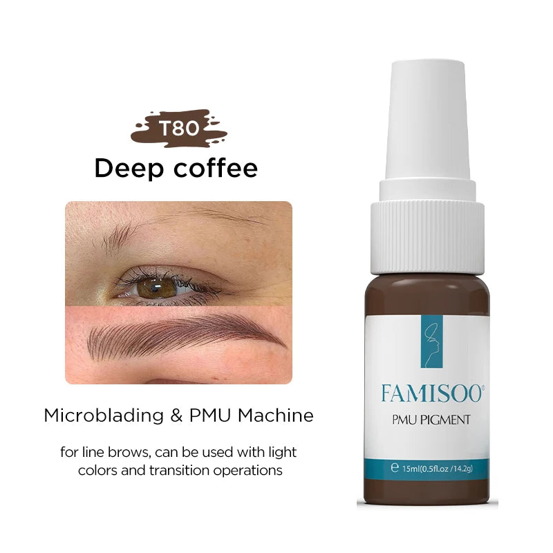 FAMISOO 15ml Permanent Makeup Pigment Microblading Paint Ink Body Art Eyebrows Eyeliner Tattoo Inks Makeup Supplies 0.5OZ