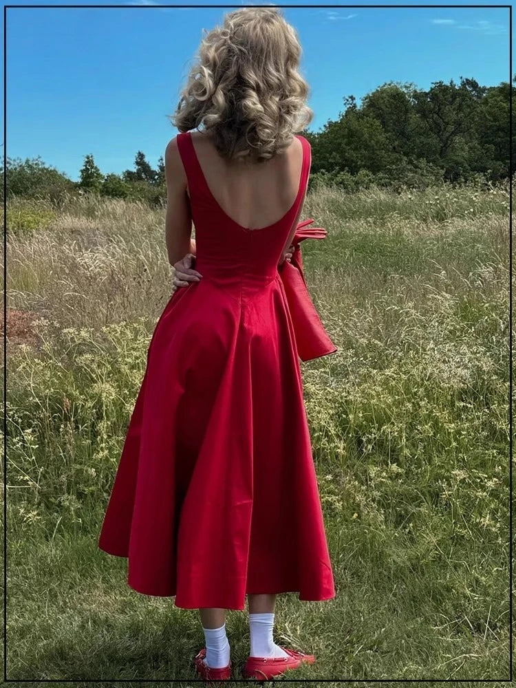 slash neck Backless A-line sexy women dress new elegant summer dresses sexy midi party dresses