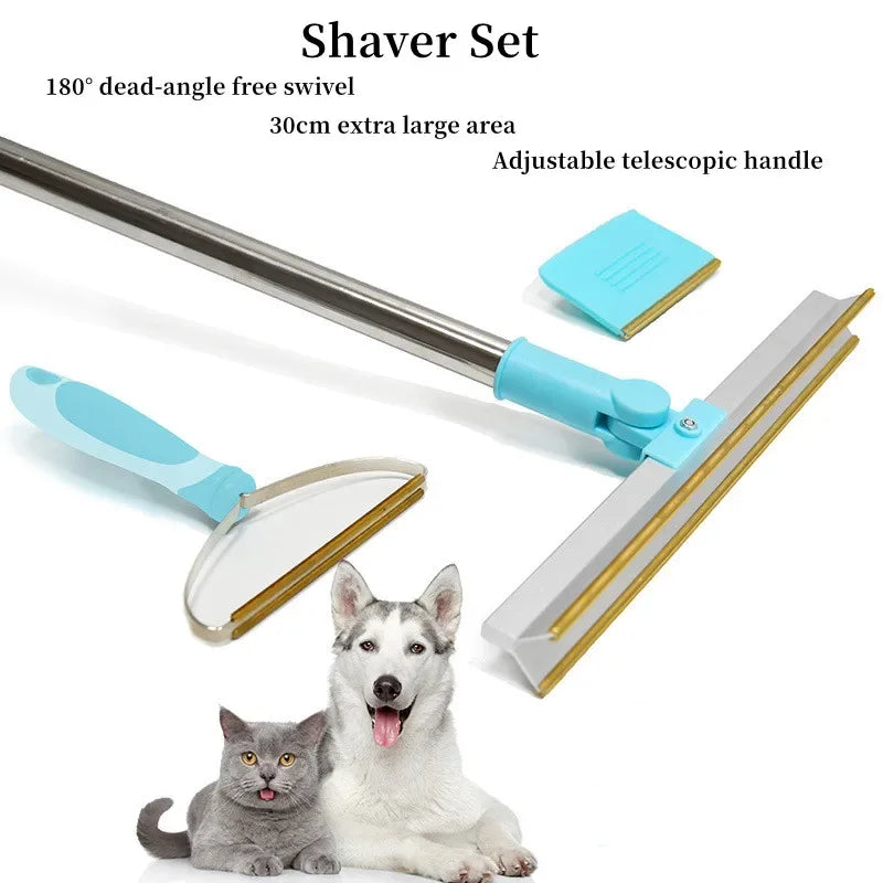Carpet Rake Pet Dog Cat Hair Remover Set Telescopic Handle Rug Rake Super Hair Removal 180° Rotation Carpet Shave Pets Products