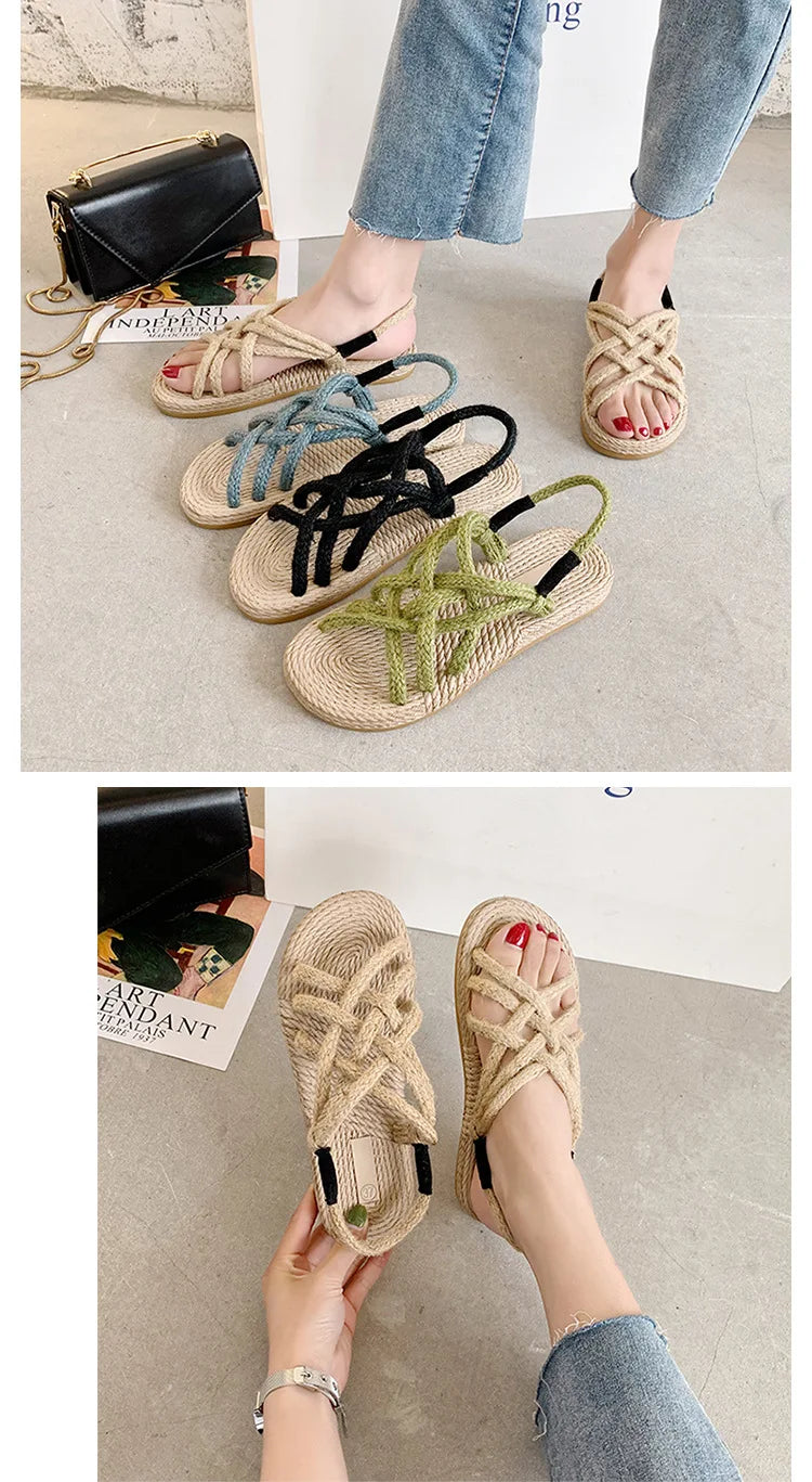 Woman Sandals Shoes Braided Rope with Traditional Casual Style and Simple Creativity Fashion Sandals Women Summer Shoes Zapatos