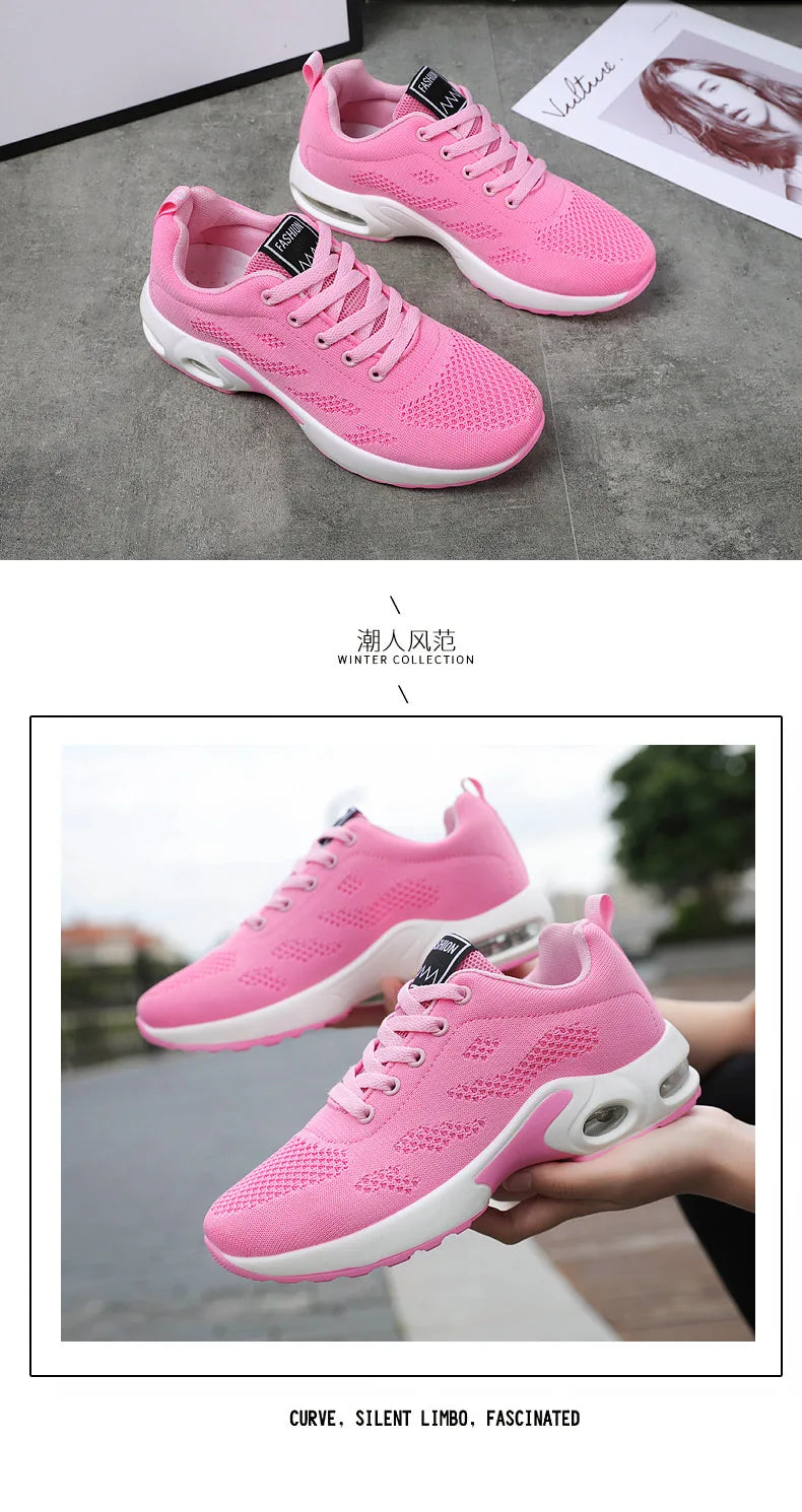 Women Mesh Breathable Casual Sneakers Lace-up Vulcanized Shoes Ladies Platform Sneakers Female Shoes Plus Size Zapatos De Mujer