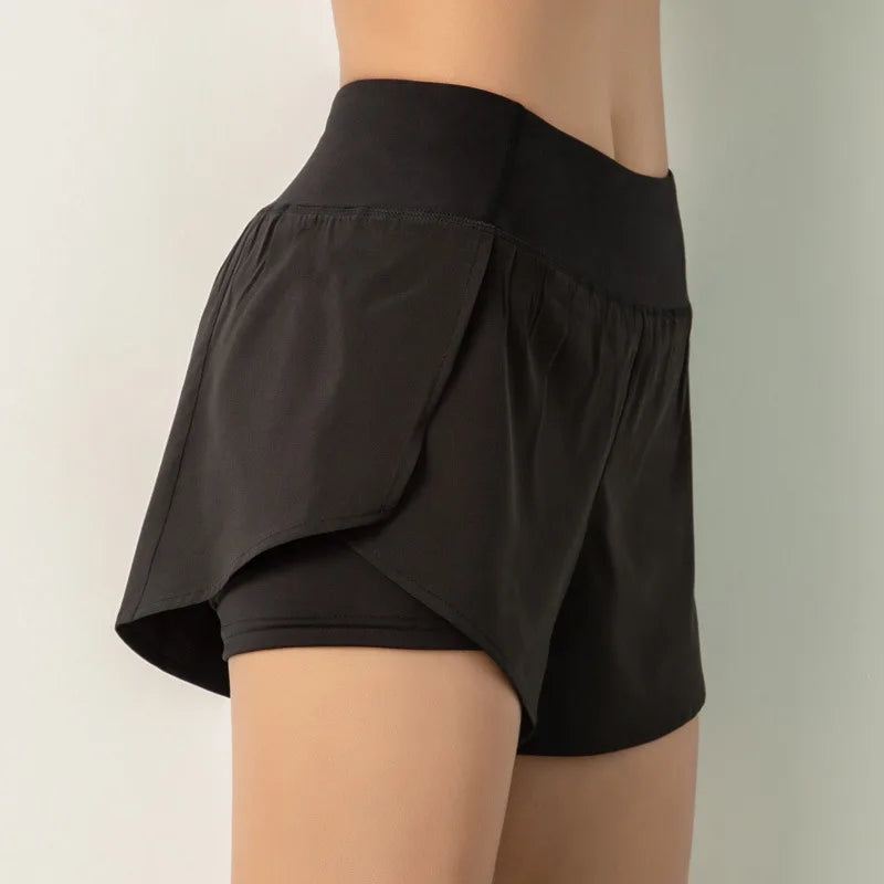 Hot New Sport Shorts Women Sportswear Double-deck Running Shorts Yoga Bottoms Summer Gym Fitness Training Jogging Short Pants