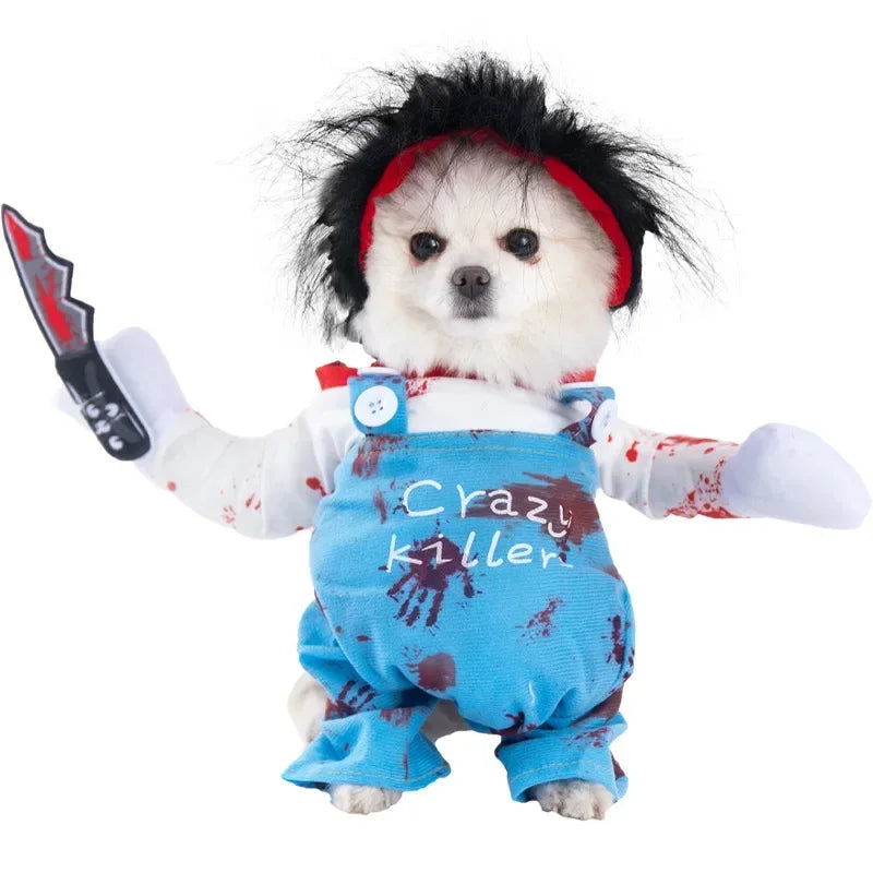 Halloween Funny Dog Clothes for Small Medium Dogs Cats Party Dressed Up Cosplay Costumes Bulldog French Chihuahua Pet Outfits