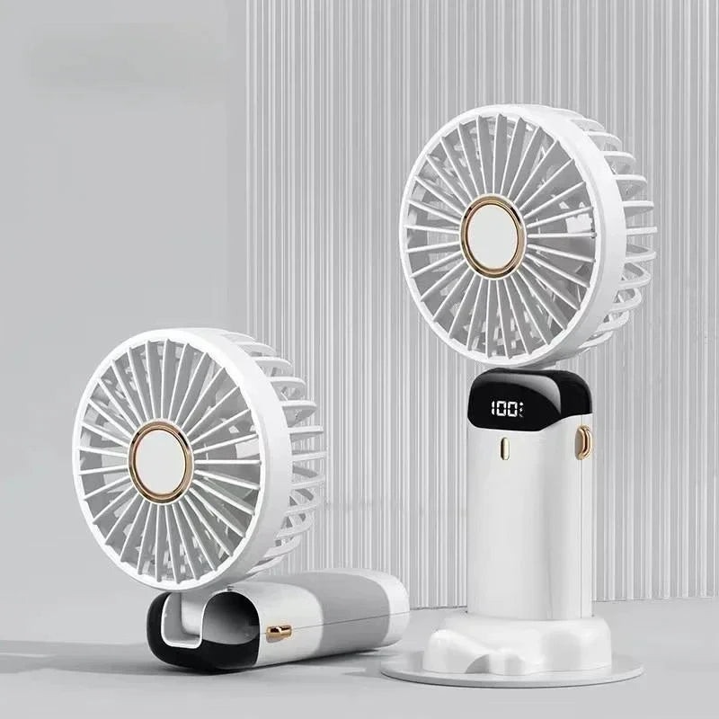5-Speed Portable Handheld Mini Fan Foldable Neck Hanging Fans USB Rechargeable Fan with Phone Stand and Display Screen fan