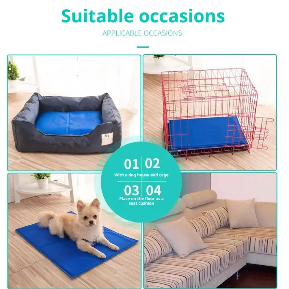 Summer Chill Pad Pet Ice Bed Mats Cushion Dogs Cats Summer Cooler Sleeping Pad Heat Relief Cooling Sponge Gel Pet Supplies