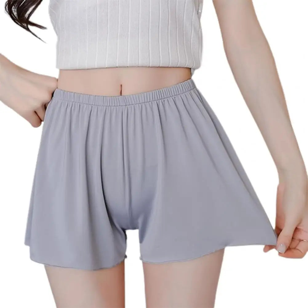 Women Safety Shorts Anti-exposure Breathable Thin Satin Seamless Homewear Underwear Loose Elastic Waist Summer Mini Pants
