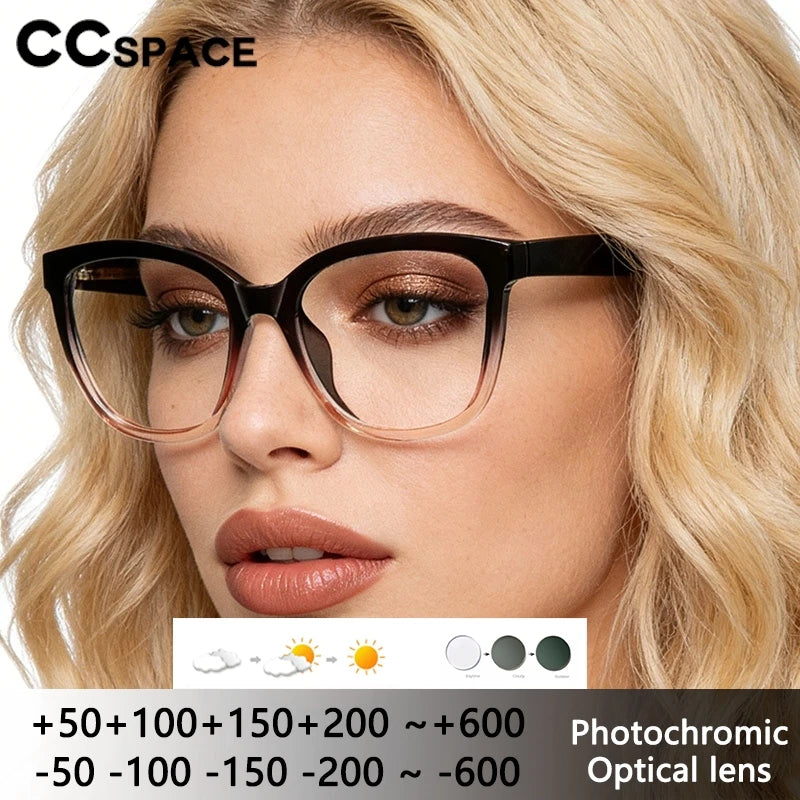 Cat Eye Women Reading Glasses Photochromic Lenses Anti-UV Sunglasses Blue Light Blocking Color Changing Glasses With Diopters