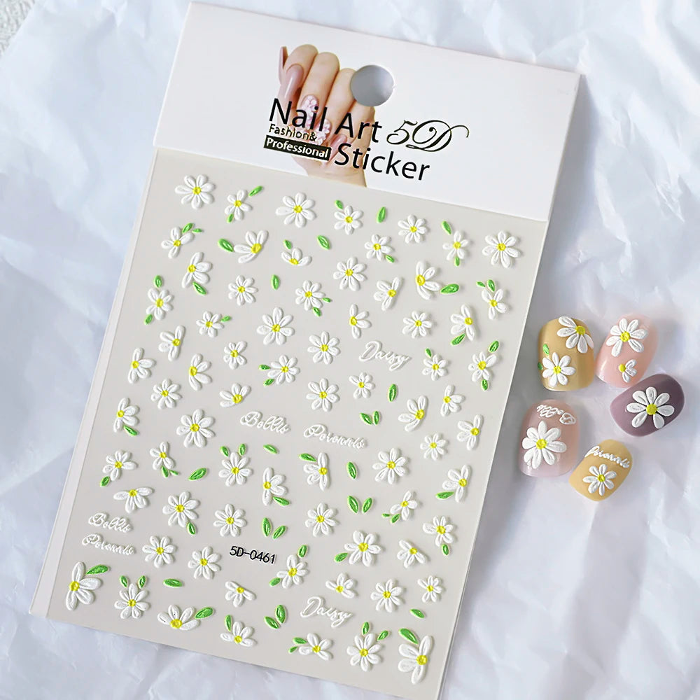 1Pc 3D Lavendar Flowers Stickers for Nails Spring Sakura Floral Leaves Self-Adhesive Sliders Decals Art Manicure for Decoration