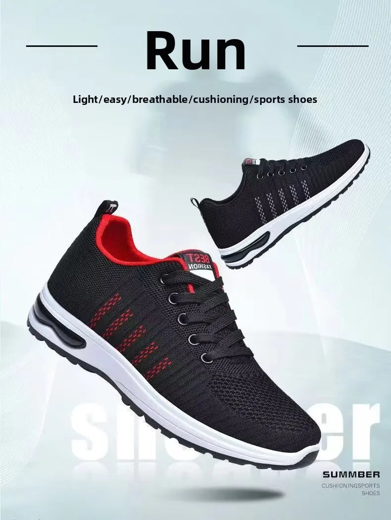 Men's Sport Shoes New Lightweight Comfortable Fashionable Casual Running Shoes Suitable for Youth Thick Bottom Running Style