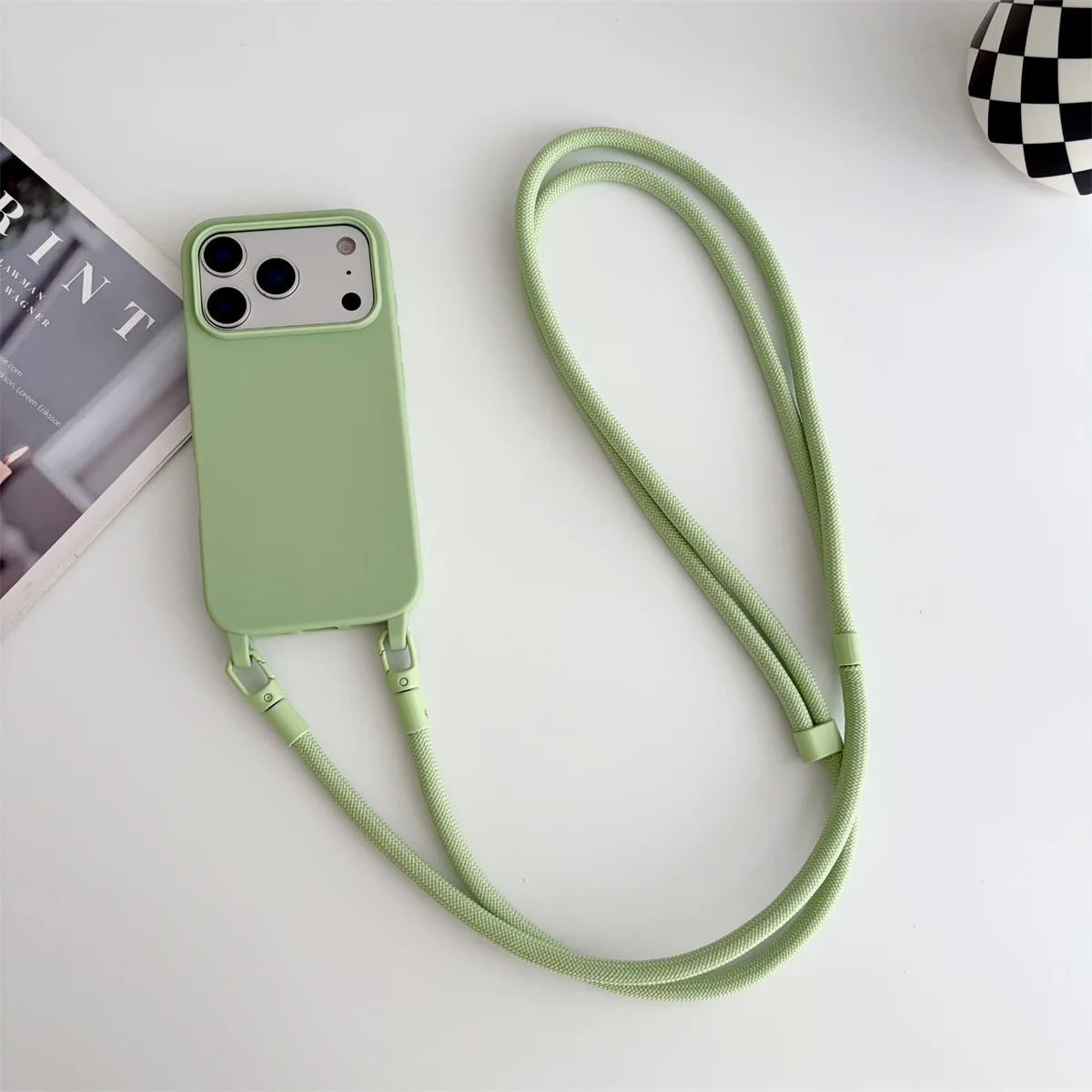 Silicone Phone Case for IPhone 17 Air 16 16E 15 14 Plus 11 13 12 Mini Pro Max Crossbody Lanyard Candy Color Soft TPU Back Cover