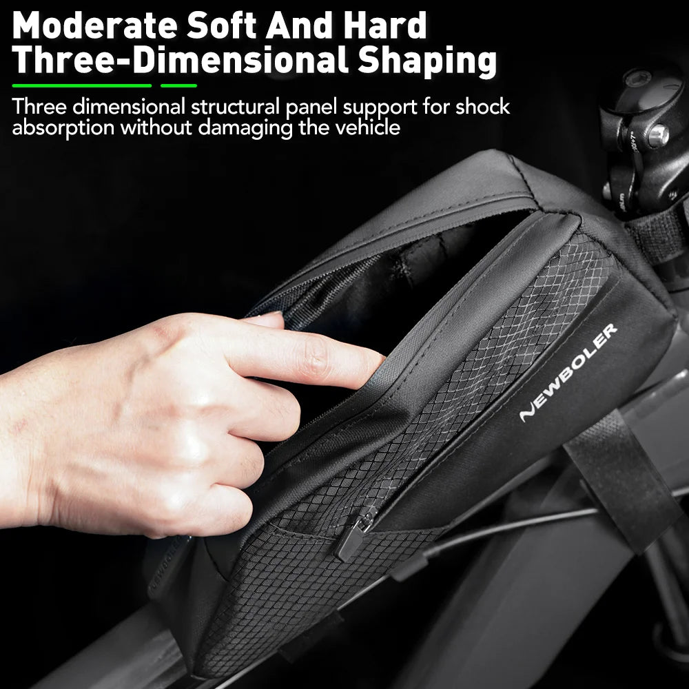 NEWBOLER Bike Bag 1.2L Portable Frame Front Tube Cycling Bag MTB Road Bicycle Pannier Bag Large Capacity Ultralight Cycling Bag