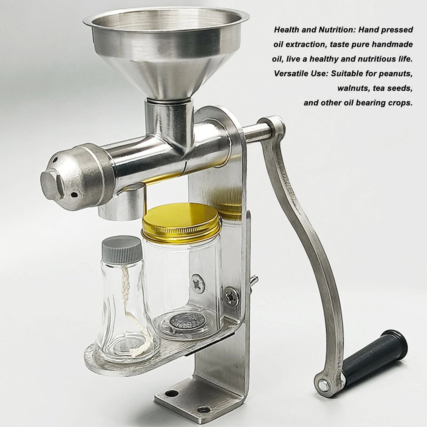 Oil Extractor Machine Oil Press Machine Hot Cold Press Stainless Steel Efficient Easy To Clean Manual for Kitchen