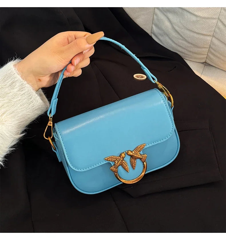 High-end Crossbody Handbag Leather Tote Bags Trendy Design Commuter Popular Classic Elegant Fashionable Bag with avian button
