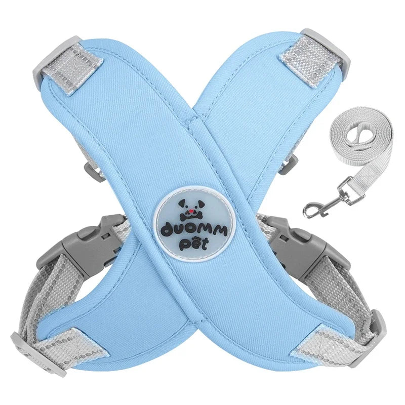 Dog Harness Leash Set Breathable Pet Chest Strap Reflective French Bulldog Vest Harness for Small Medium Dogs Puppy Collar Yorks