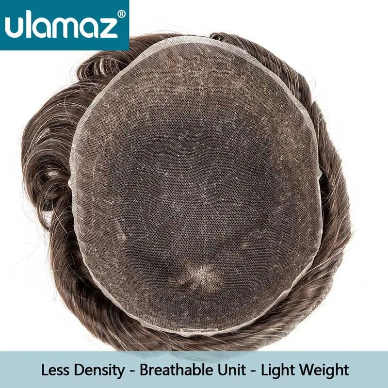 100% Density Full Lace Male Hair Prosthesis Swiss Thin Lace Men's Wig Natural Hairline Human Hair Man Hair System Wigs For Men