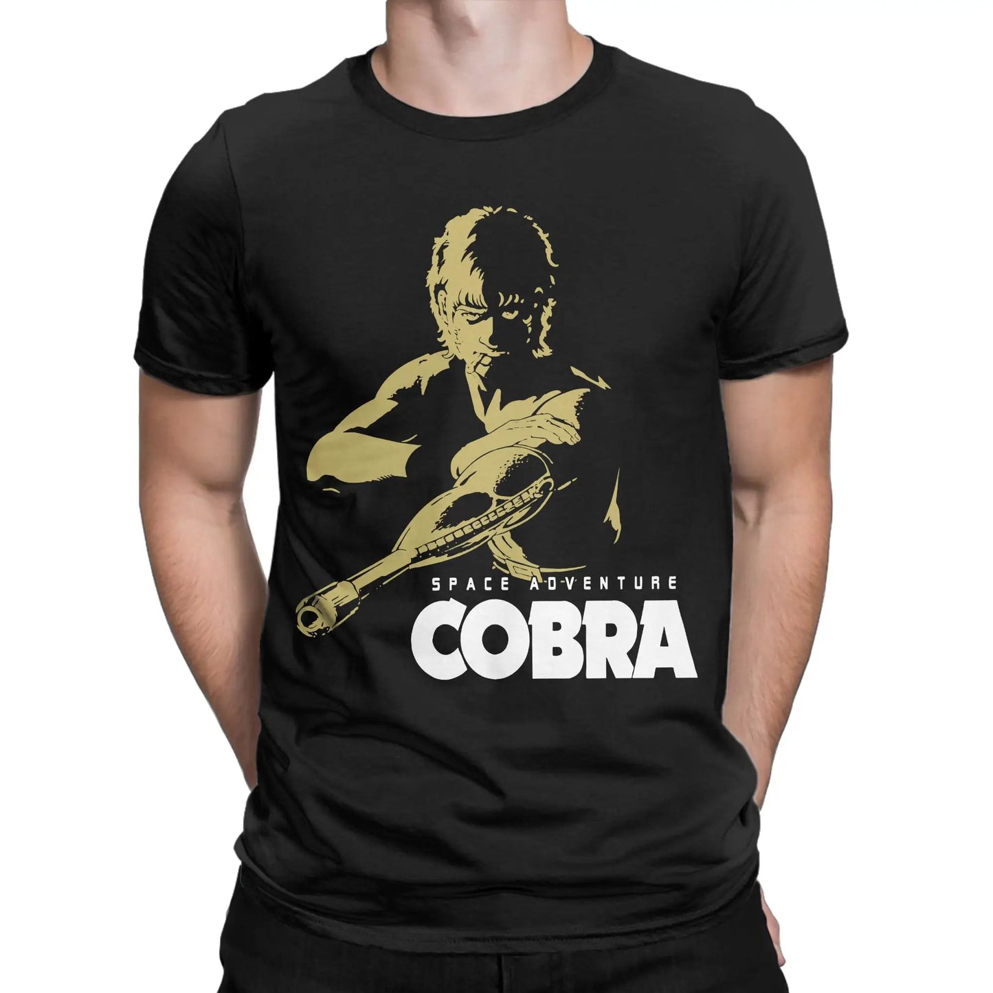 Humorous Space Adventure Cobra T-Shirts for Men O Neck 100% Cotton T Shirt Anime Short Sleeve Tees Graphic Clothing