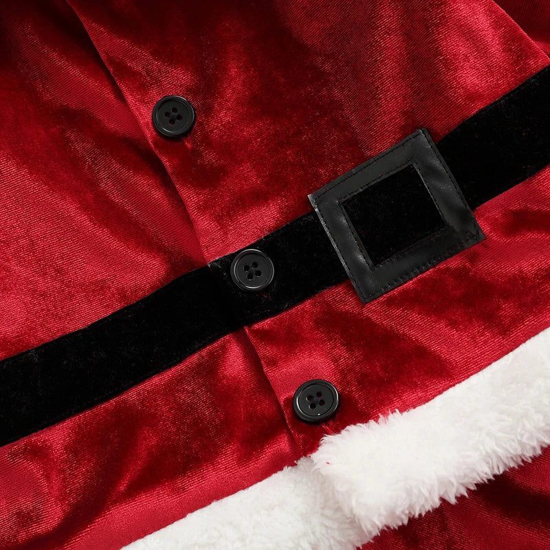 Toddler Baby Boys Girls Santa Costume Velvet Long Sleeve Christmas Jacket + Long Pants +Xmas Hat 3pcs Sets