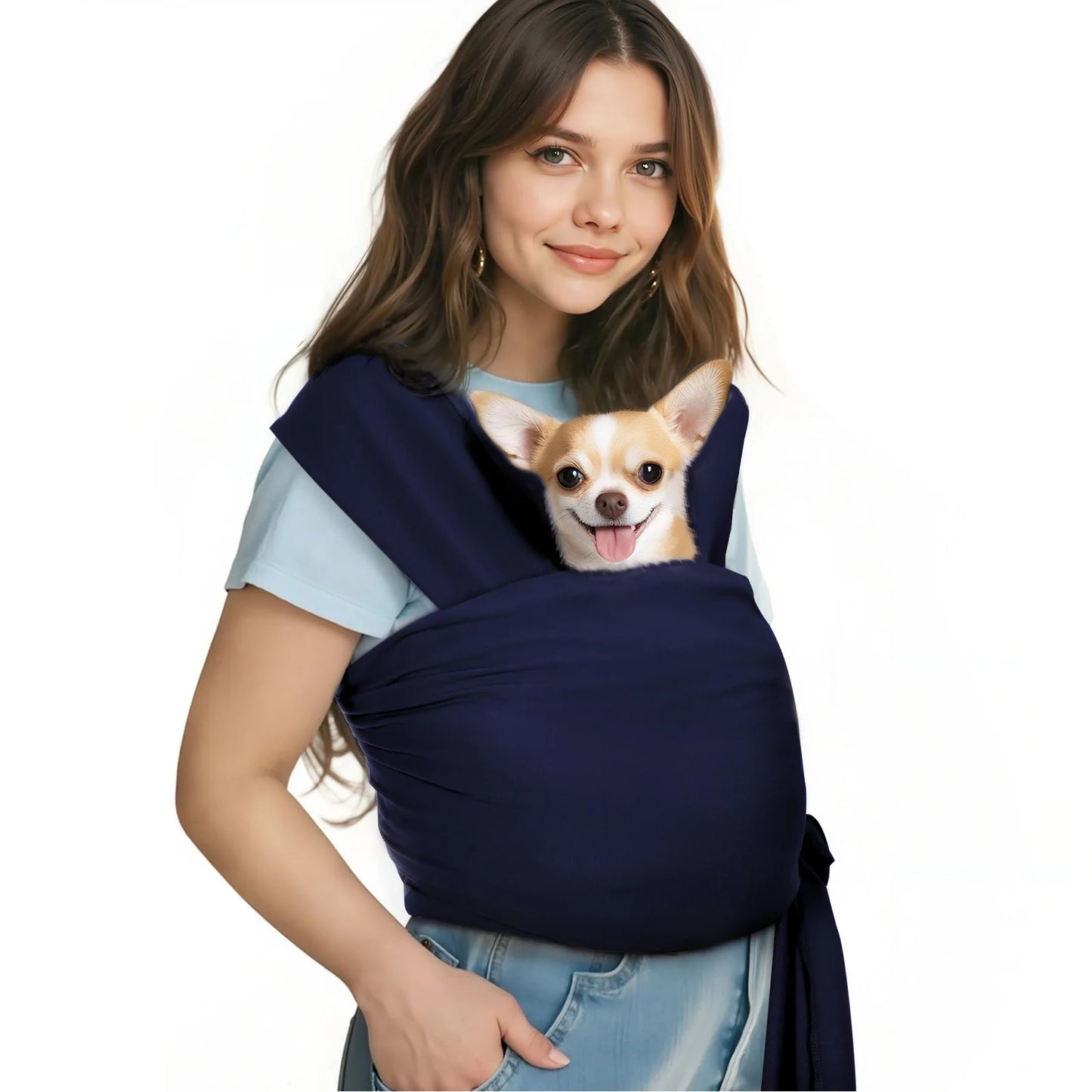 Pawaboo Pet Sling Carrier for Small Dogs and Cats Hands Free Dog Carrier Sling Anti-anxious Soft Cotton Front Facing Cat Carrier
