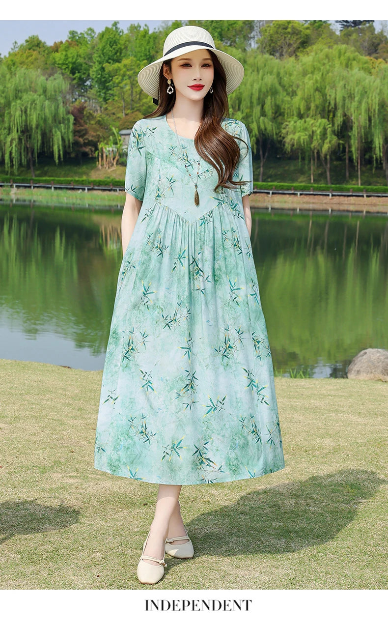 New Fashion Summer Dresses For Women 2025 Elegant Casual Short Sleeve Dress Soild Colour Women Clothing