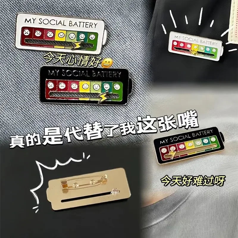 Mood Conversion Brooch Sliding Social Metal Badge Women's  Accessories  Pin Facial Expression Emotion My Social Power Badges Pin