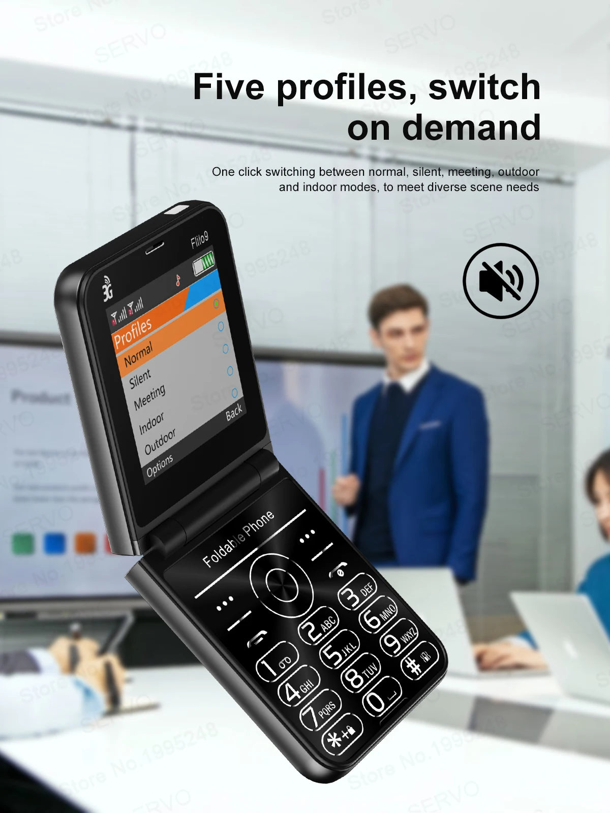SERVO Flilo9 Foldable Mobile Phone 3G WCDMA Call Recording Speed Dial FM Radio Blacklist Torch Flip Cellphones Dual SIM Standby