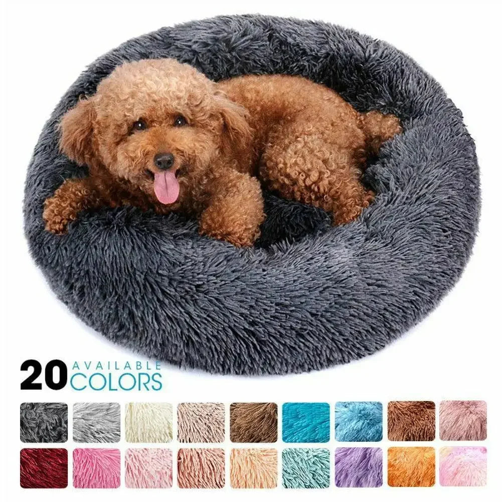 Round Dog Bed Long Plush Pet Kennel Washable Cat House Soft Cotton Mats Sofa For Small Large Dog Chihuahua Dog Basket Pet Bed