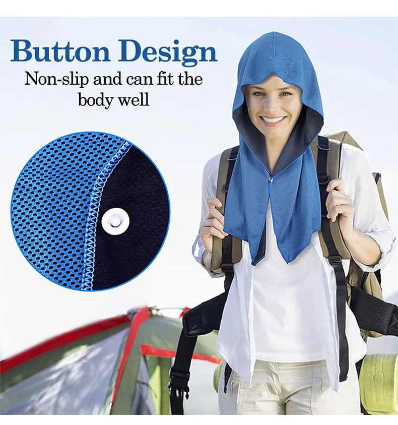 Cooling Hoodie Towel- Hood Towel, Evaporative Cool Technology, Cools Instantly When Wet, , Great for Sports, Fitness, Gym