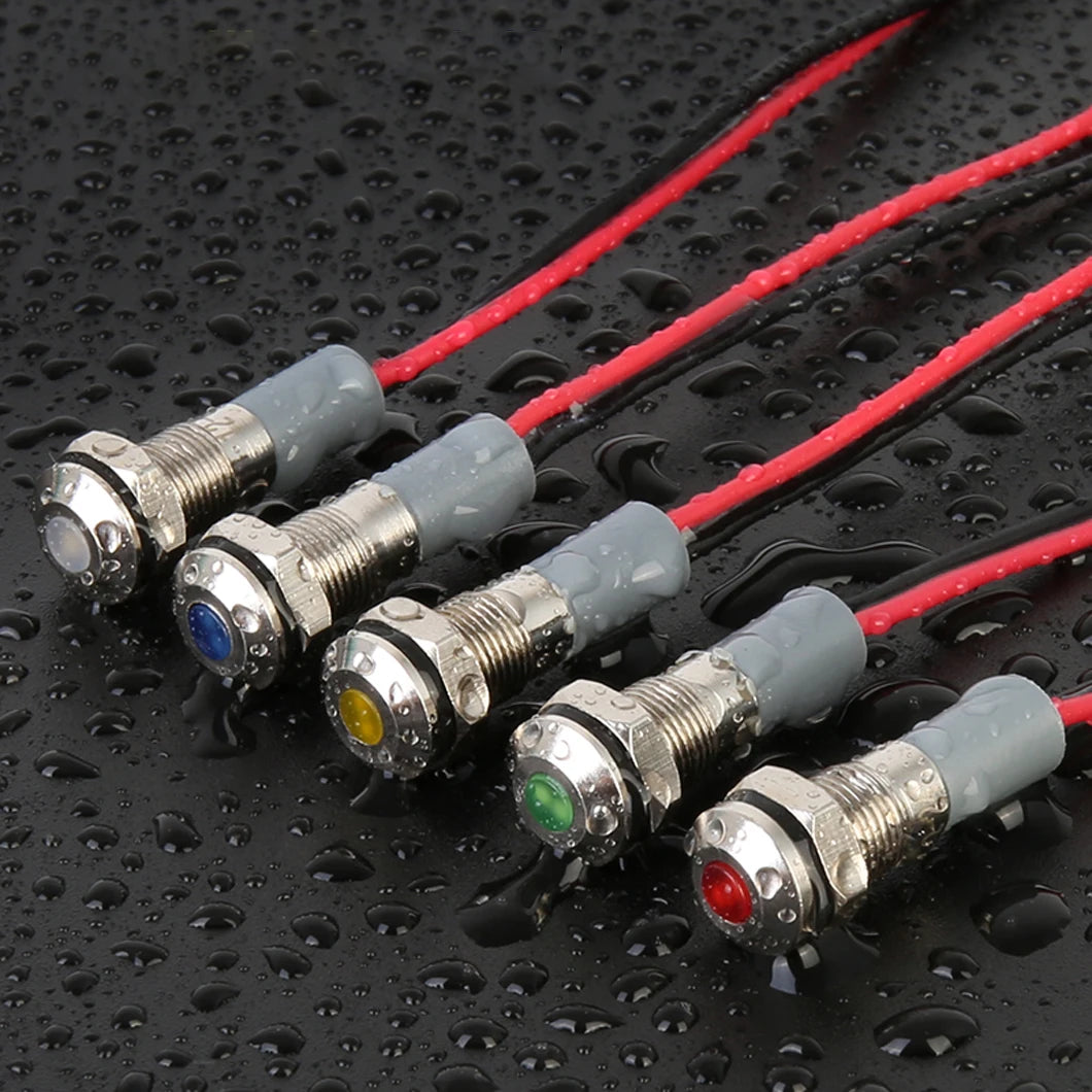 ABILKEEN 20PCS 6MM Mini Industrial Signal Indicator Light 3-6V 12-24V 110V 220V  IP65 Waterproof Metal Pilot Light