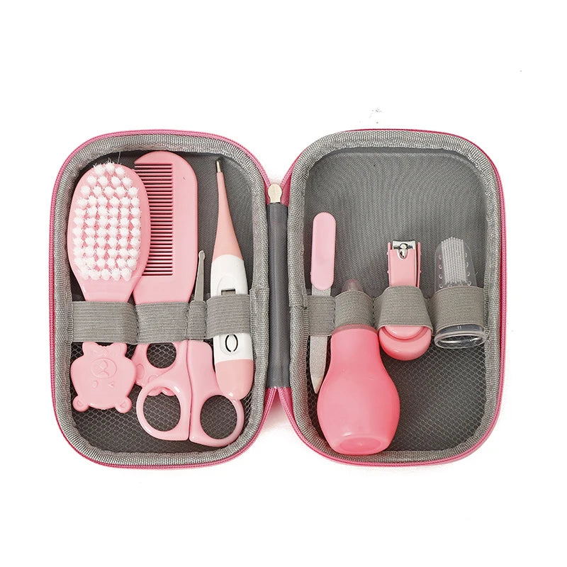 Baby Care Kit Kid Multi-functional Nail Clipper Comb Hair Thermometer Grooming Brush Kit Scissors Baby Health Care Set  Newborn