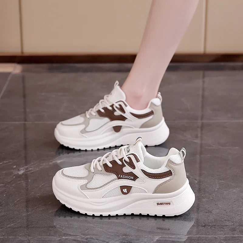 Spring and Autumn New Women's Mesh Breathable Casual Shoes Lightweight Soft Soled Sneakers Thick Soled Non Slip Walking Shoes
