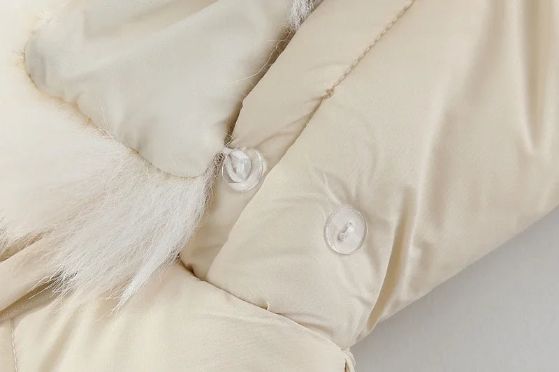 Newborn Baby Winter Snowsuit Furry Hooded Double Zipper Boys Girls Cotton Padded Jumpsuit 0-2Y Kids Warm Outwear Romper