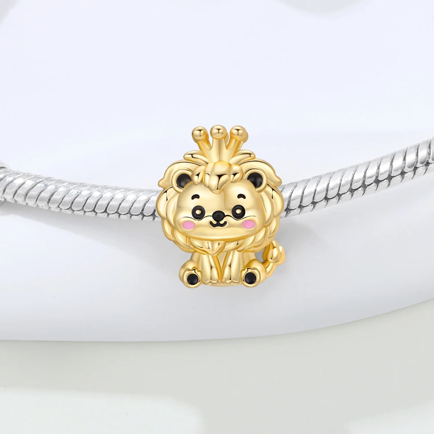 925 Sterling Silver Cute Pet Animal Lion King Pendant DIY Jewelry Beads for Women Bangle Bracelet Necklace Birthday Party Gifts