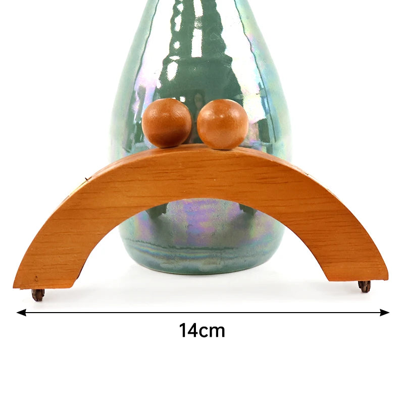 1Pc 14cm Mini Wooden Bag Handle Colored Beads Purse Frame Kiss Clasp Wallet Clourse Clip DIY Handmade Bracket Bags Accessories
