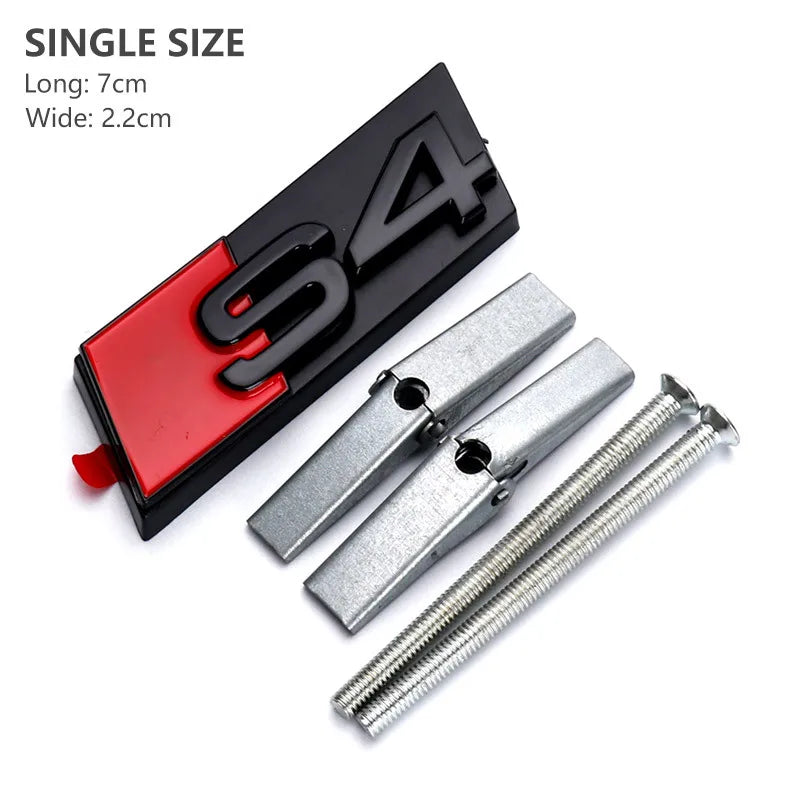 3d ABS Chrome Black Logo S3 S4 S5 S6 S7 S8 Emblem Honeycomb Car Front Grille Bdage For Audi S 3 4 5 6 7 8 Accessories
