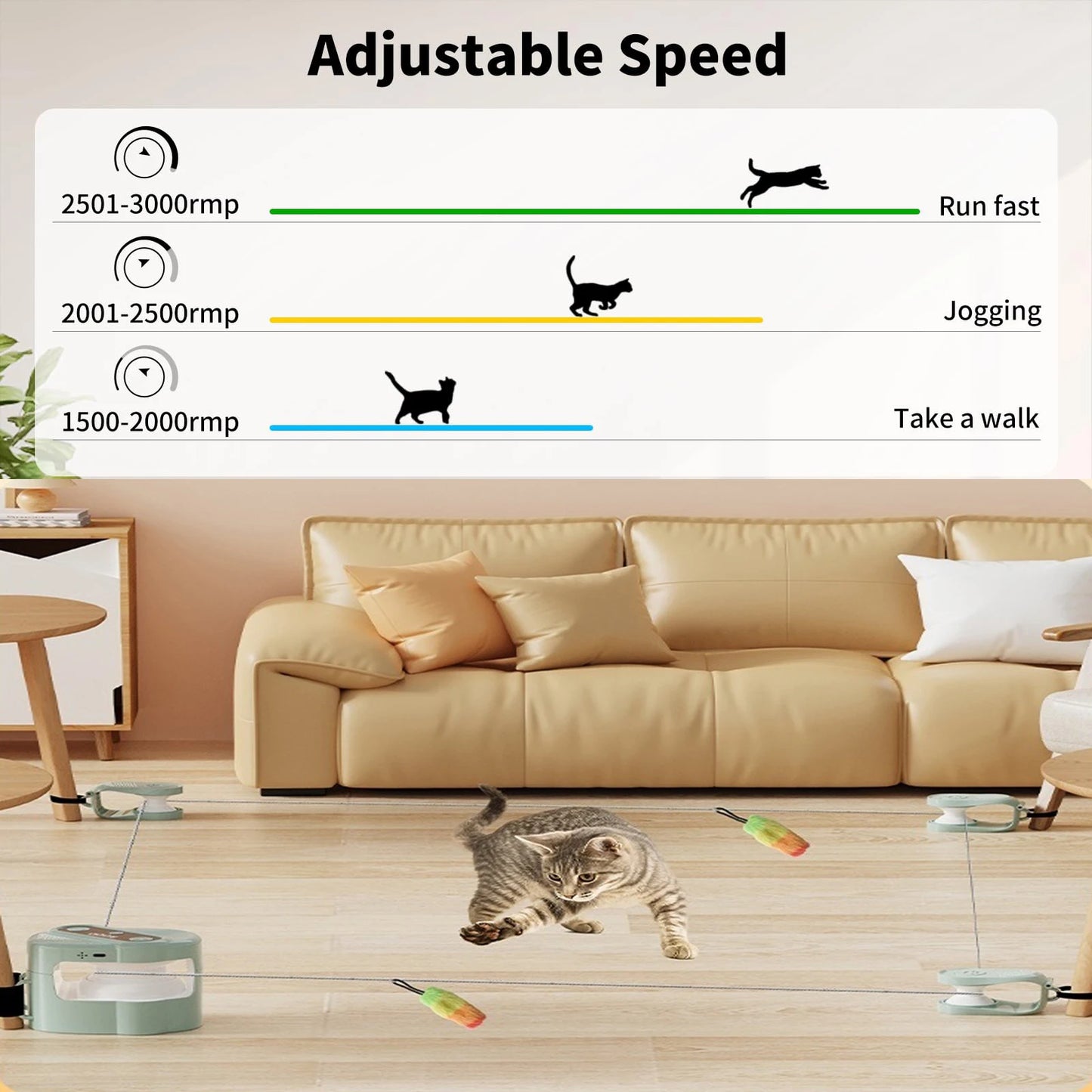 Interactive Cat Toy for Indoor Cats Wheel Exerciser Running Toy Cat Treadmill Remote Control Stimulation Hunting Bird Sound Toy