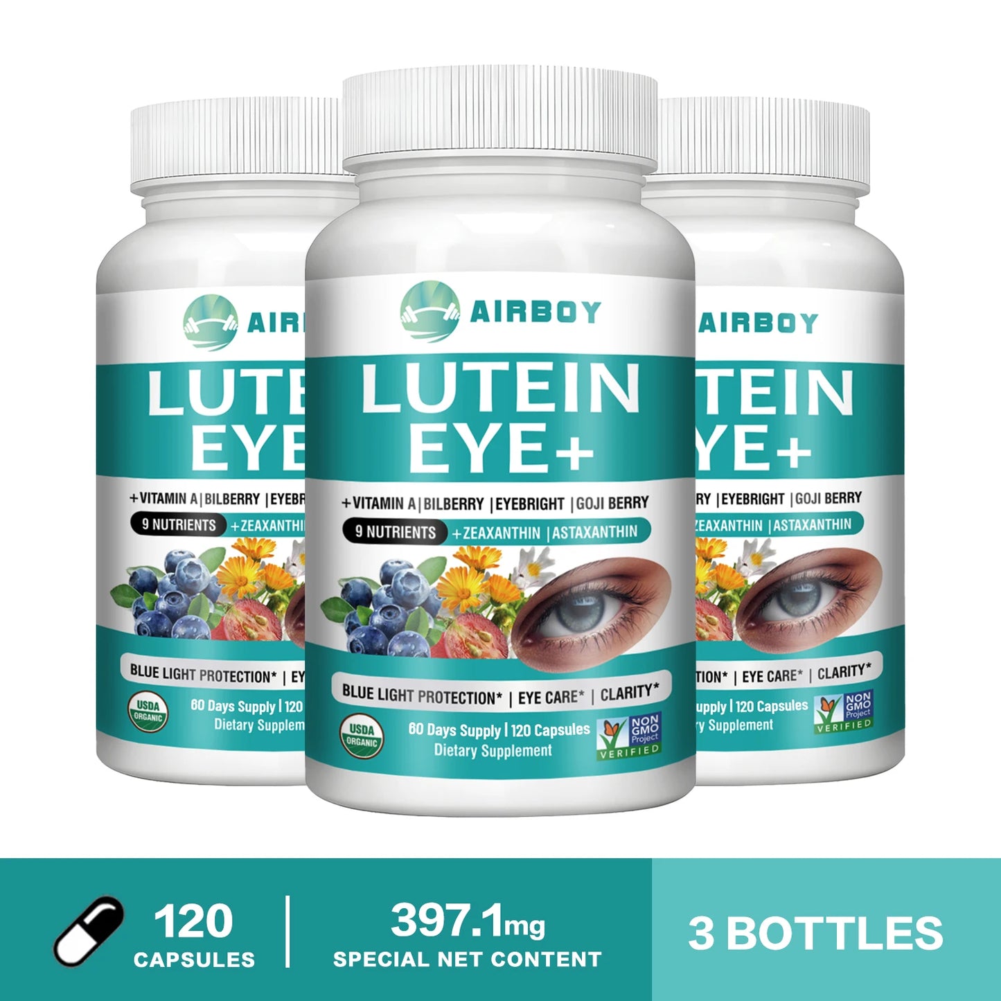 Lutein Eyes - Bilberry Extract and Zeaxanthin - Support Eye Strain and Vision Health, Macular Health
