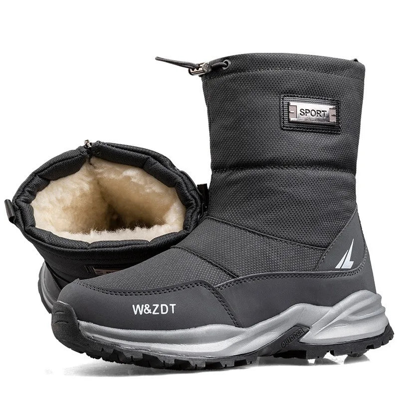 Winter Men's Boots Fashion High-top Casual Cotton Boot Thick Fur Plush Warm Snow Boots Non Slip Platform Boots for Men Botas2025