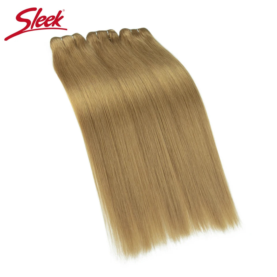 Sleek Peruvian Straight Human Hair Double Drawn Natural Human Hair Weave Bundles Natural Brown #27 #613 Remy Human Hair Bundle