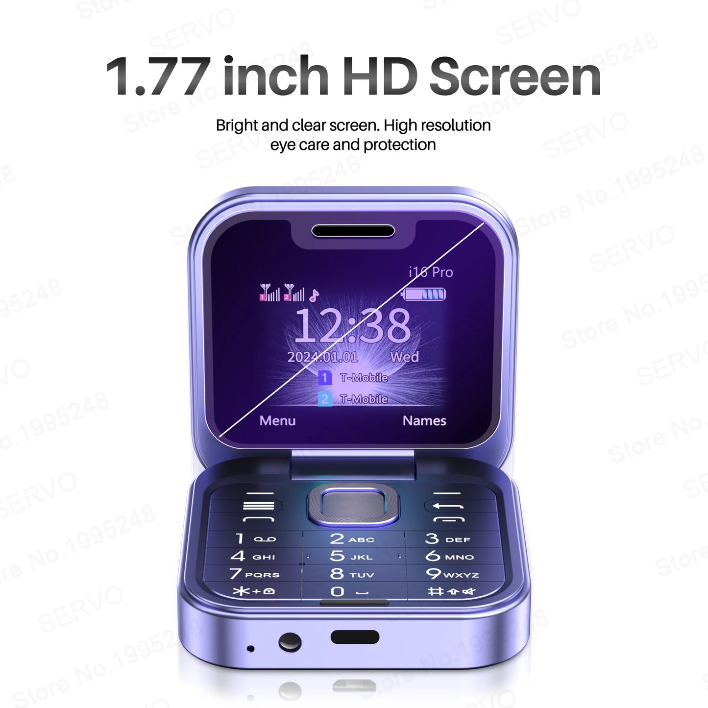 SERVO i16 PRO Flip Mini Mobile Phone Dual SIM Call Recording Speed Dial Magic Voice FM Radio 2G GSM Small Fold Button Telephones
