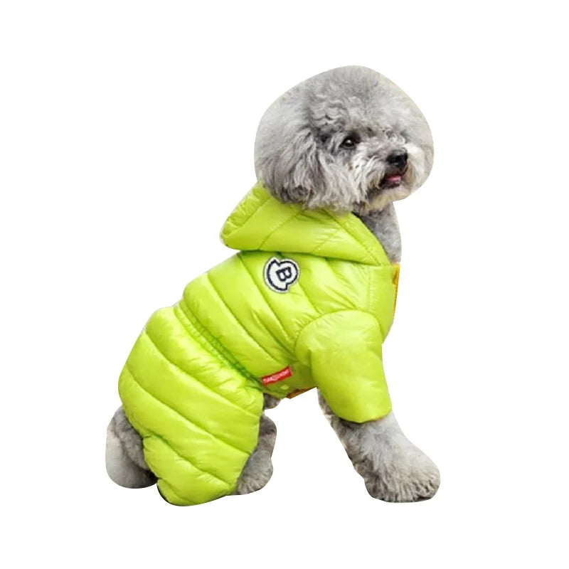 Winter Dog Jumpsuits Warm Soft Dog Clothes Padded Cotton Puppy Down Jacket Fashion Solid Cat Jumpsuit Coat Chihuahua Pet Clothes