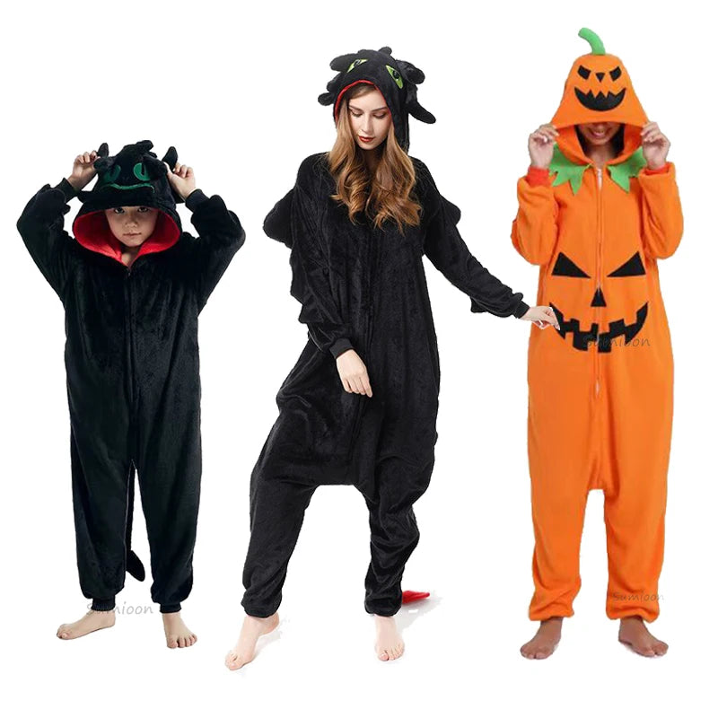 Animal Cosplay Overalls Kigurumi Cat Costume Halloween Carnival Stage Performance Role Play for Adults Kids Clothes Party Set