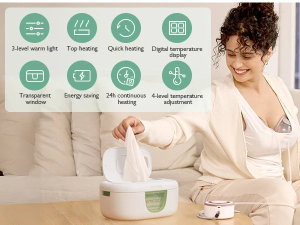 Momcozy Baby Wipe Warmer, Large Capacity, Fast and Even Heating, 4 Modes of Temperature Heating Control, with Night Light