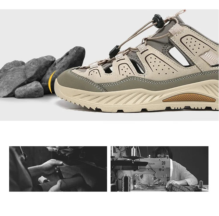 Outdoor Men's Leather Sandals Non-slip Men's Casual Sneakers Comfortable Beach Sandals Summer Men's Breathable Wading Shoes