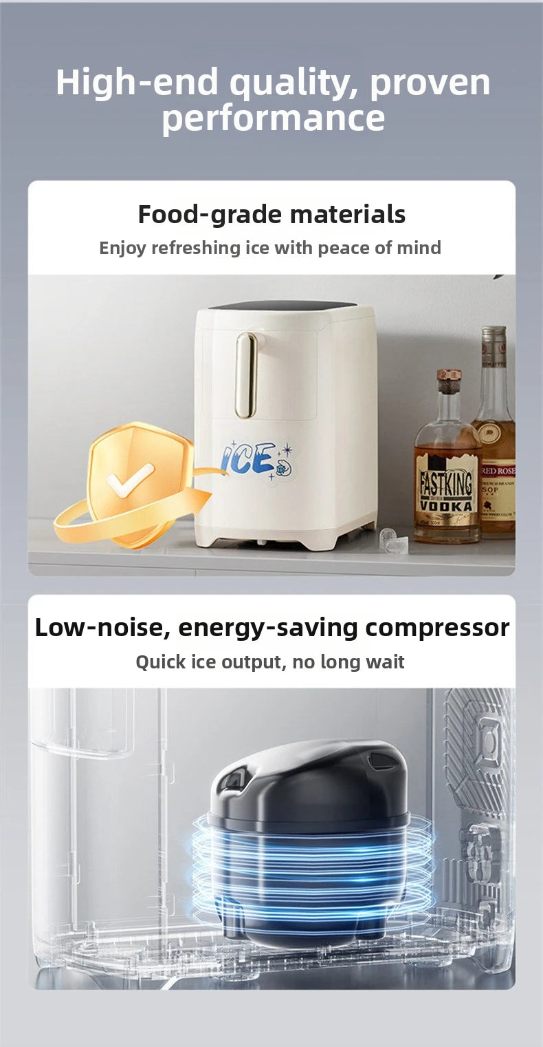 Mini Ice Maker Machine for Home Dorm Student, Portable Automatic Ice Maker with Small Power, Compact Countertop Ice Cube Maker,