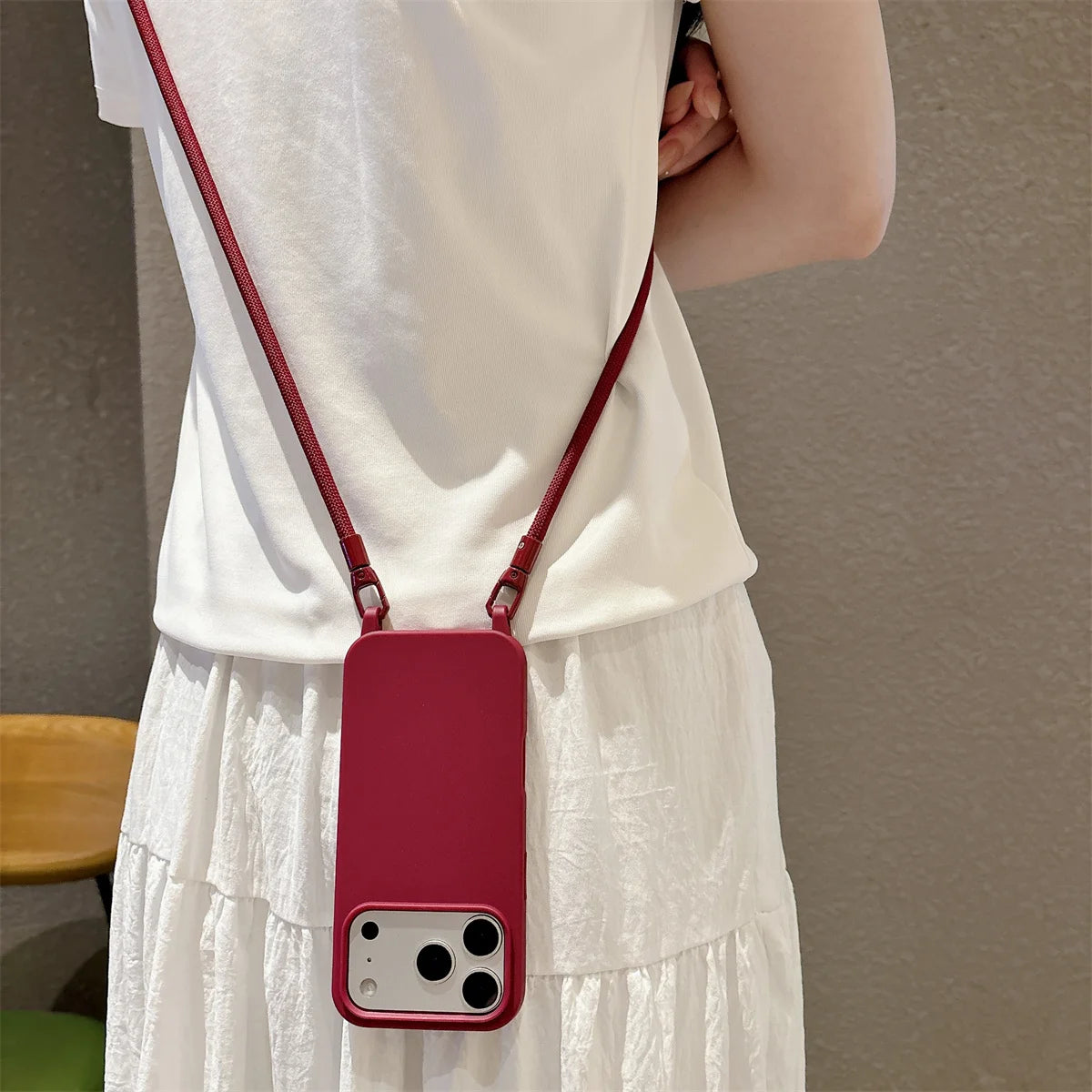 Silicone Phone Case for IPhone 17 Air 16 16E 15 14 Plus 11 13 12 Mini Pro Max Crossbody Lanyard Candy Color Soft TPU Back Cover
