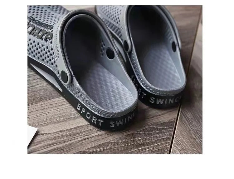 39-44 Mens Mules Clogs Summer Sandals Male Slippers Soft Bottom Beach Shoes Slip-On Zapatos Breathable Non-Slip Hollow Footwear